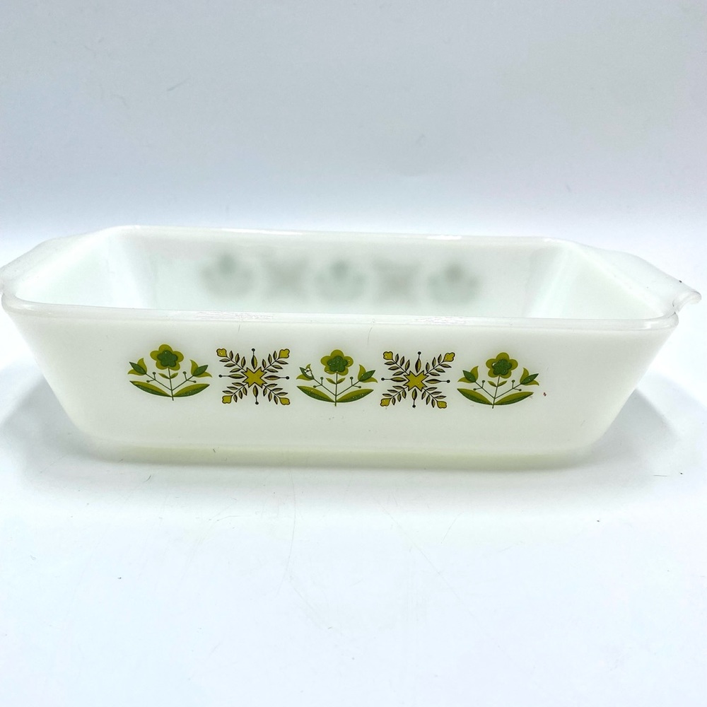 Anchor Hocking Fire King Meadow Green 1 Qt. Bread Pan, Milk Glass, Bakeware
